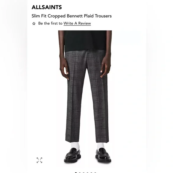 All Saints Bennett cropped plaid Men's Dress Pants - Picture 2 of 9